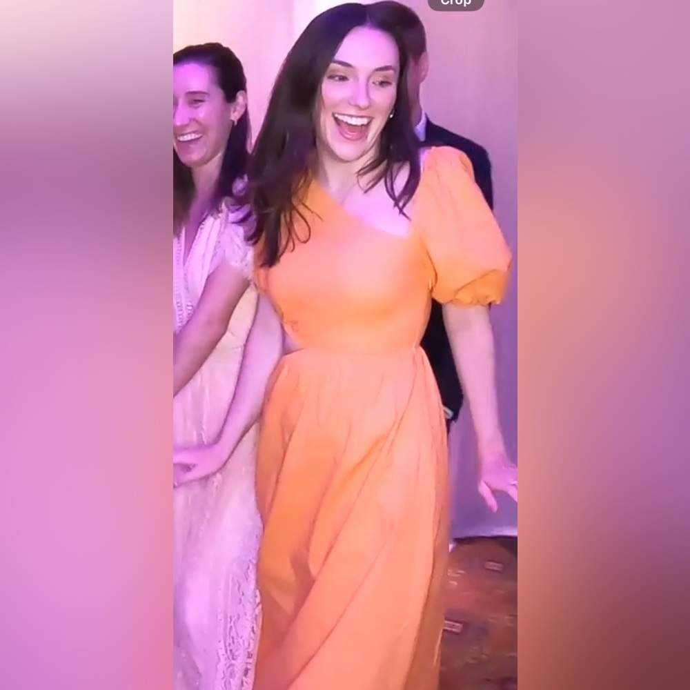 Women’s Puff Sleeve Wrap Dress in Orange